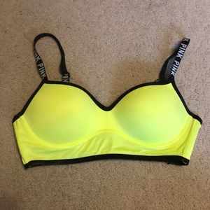 VS PINK neon yellow sports bra